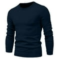thumbnail image 4 of Iugvhana Mens Solid Color Crewneck Sweater Casual Base Knit Pullover Sweater Drop Shoulder Fashion Knitted Sweaters Navy XXL, 4 of 4