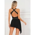 thumbnail image 5 of Raenseen Women Rhinestone Lyrical Dance Dress Modern Contemporary Dancewear Figure Skating Dance Black S, 5 of 9