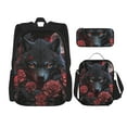 thumbnail image 1 of Balery Rose Full Moon Black Wolf Mochila escolar 3 en 1 para niños: mochila resistente con lonchera térmica y estuche para lápices. Mochila escolar para niños y niñas., 1 of 7