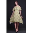thumbnail image 4 of Bimba Beige Bird Print Cold Shoulder Women Swing Tunic Flutter Sleeve Midi Dress - XXX-Large, 4 of 6