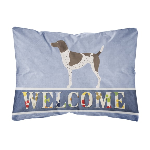 Carolines Treasures BB8283PW1216 German Shorthaired Pointer Welcome Canvas Fabric Decorative Pillow, Blue, 12H x16W,