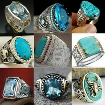 GKNET 20pcs Wholesale Lots Delicate Jewelry Mixed Natural Turquoise Stone Silver P Lady's Rings