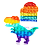 ICCDREAM 2PCS Rainbow Push Pop Its Bubble Fidget Sensory Toy,Dinosaur Bubble Popping Fidget Toy,Fidget Popper Stress Relief and Anti-Anxiety Tools for Boys Girls Kids Adults