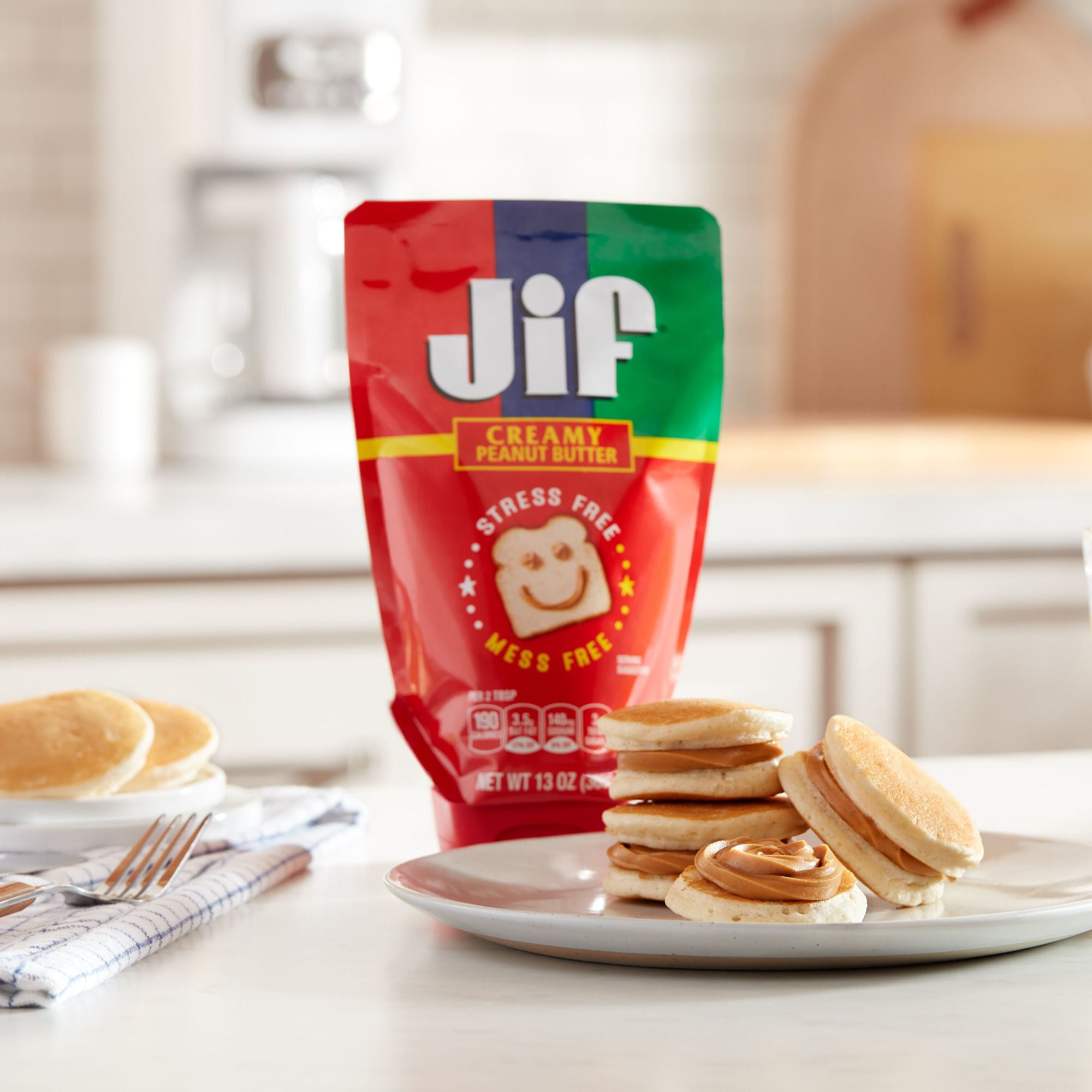 (10 pack) Jif Squeeze Creamy Peanut Butter, 13 oz. - Smooth, Creamy Texture, Portable Peanut Butter Pouch