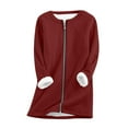 thumbnail image 2 of GaThRRgYP Womens Coats Outerwear Winter with Hoods,Women Fall and Winter Loose Long Sleeved Round Neck Full Zipper Thick Wool Lambhair Warm Top Jacket with Pockets Wine S, 2 of 9