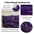 thumbnail image 2 of YEPCLUB Purple Full Size Pintuck 7-Piece Comforter Set, Pinch Pleat Bed in a Bag, All Season Down Alternative Bedding Set with Comforter, Sheets, Pillowcases & Shams, 2 of 7