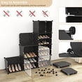 thumbnail image 5 of Portable Shoe Rack Organizer with Door, 96 Pairs Shoe Storage Cabinet Easy Assembly, Plastic Adjustable Shoe Storage Organizer Stackable Detachable Free Standing DIY Expandable 12 Tier Black, 5 of 7