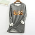 thumbnail image 1 of Chandail en Molleton d'Halloween pour Femmes Col Rond Poche Épaissi Peluche Chaud Manches Longues Hauts Chandails en Molleton d'Halloween pour Femmes en Liquidation, 1 of 4