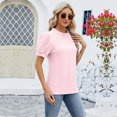thumbnail image 5 of Baywell Womens Fashion Tops Crewneck Sexy Patchwork Lace Short Sleeve Tee Shirts Casual Knitted Blouses S-2XL, 5 of 8