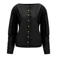 thumbnail image 4 of Birdeem Mode Décontractée Femmes Col Rond Couleur Unie Manches Longues Blouse, 4 of 7
