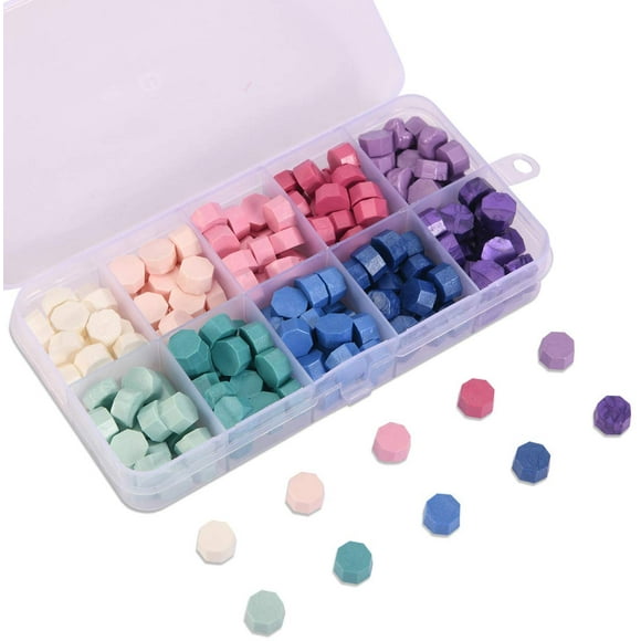 Sealing Wax Beads Packed in Plastic Box, 24 or 10 Colors Octagon Sealing Wax Beads for Wax Sealing Stamp$Sealing Wax, Sealing Wax Kit with 24 or 10 Colors Wax Seal Beads
