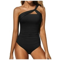 Leey-World Womens Swimsuits One Piece Swimsuit Women Tummy Control Bathing Suit for Women Tankini Swimsuits Swimsuits Halter Push Up Bathing Suits Black,L