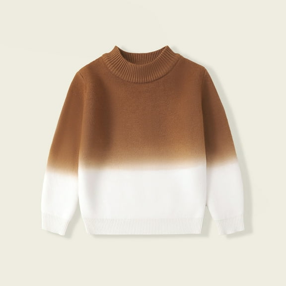 Baby Girl Boy Toddler Gradient Knit Sweater Round Neck Long Sleeve Pullover Top Oversized Casual Sweater Classic Warm Tops Winter Outfits for Girls Boys Size 11-12