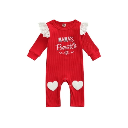 

Yuemengxuan Baby Girl Romper Embroidered Letter Pattern Lace Long Sleeve Jumpsuit