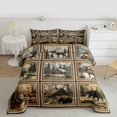 thumbnail image 2 of Homewish Jungle Animal Deer Bear 3 Pieces Queen Comforter Set for Female Men Women,Vintage Cabin Cottage Ultra Soft Bedding Sets,Geometric Plaid Grid Bedding Comforter Set Breathable, 2 of 8