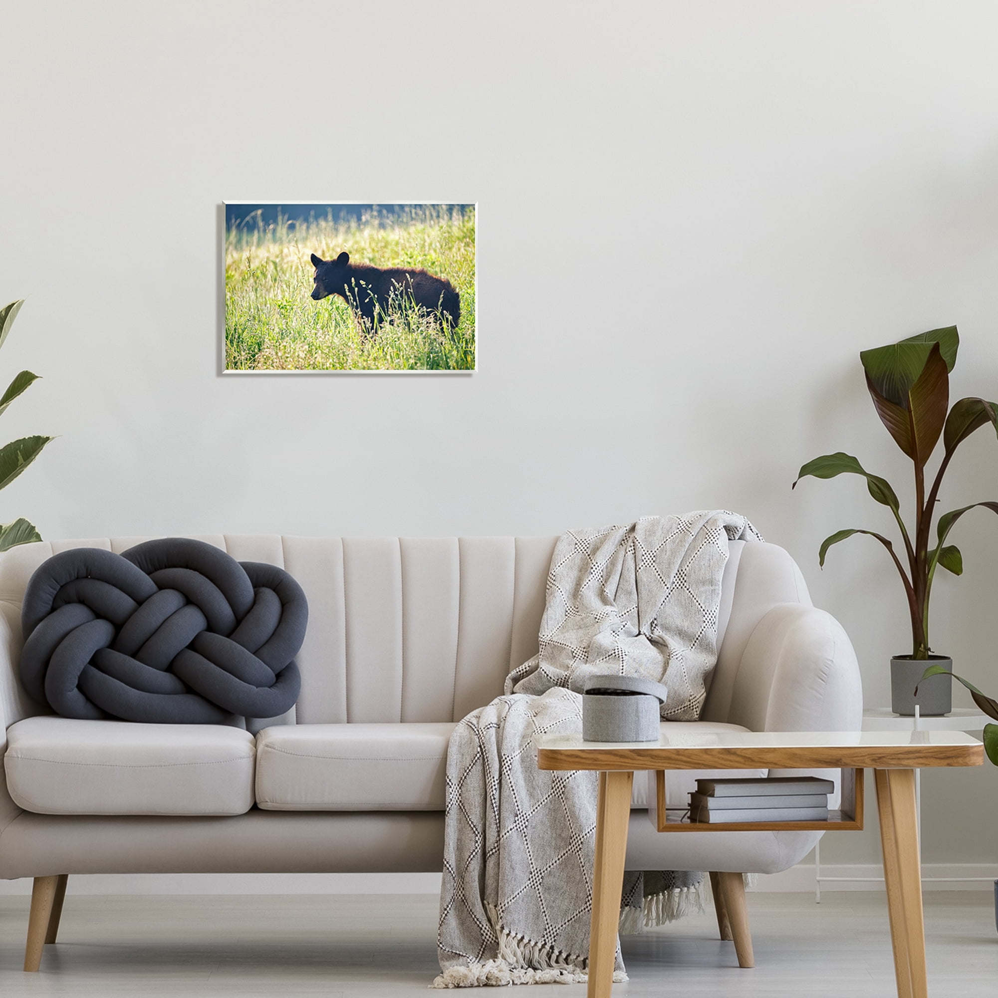 Stupell Baby Bear Tall Grassland Landscape Photography Wall Plaque Unframed Art Print Wall Art