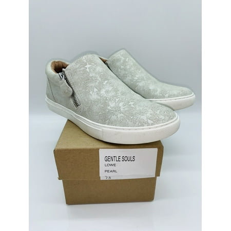 Gentle Souls Women's Lowe Double Zip Casual Sneaker Pearl Leather US 6.5M