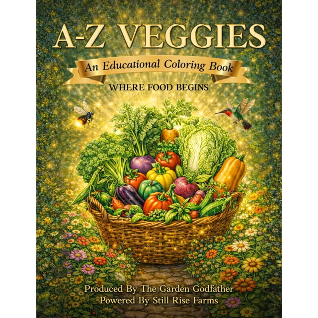 Libro para colorear educativo A-Z de verduras para niños de 3 a 8 años