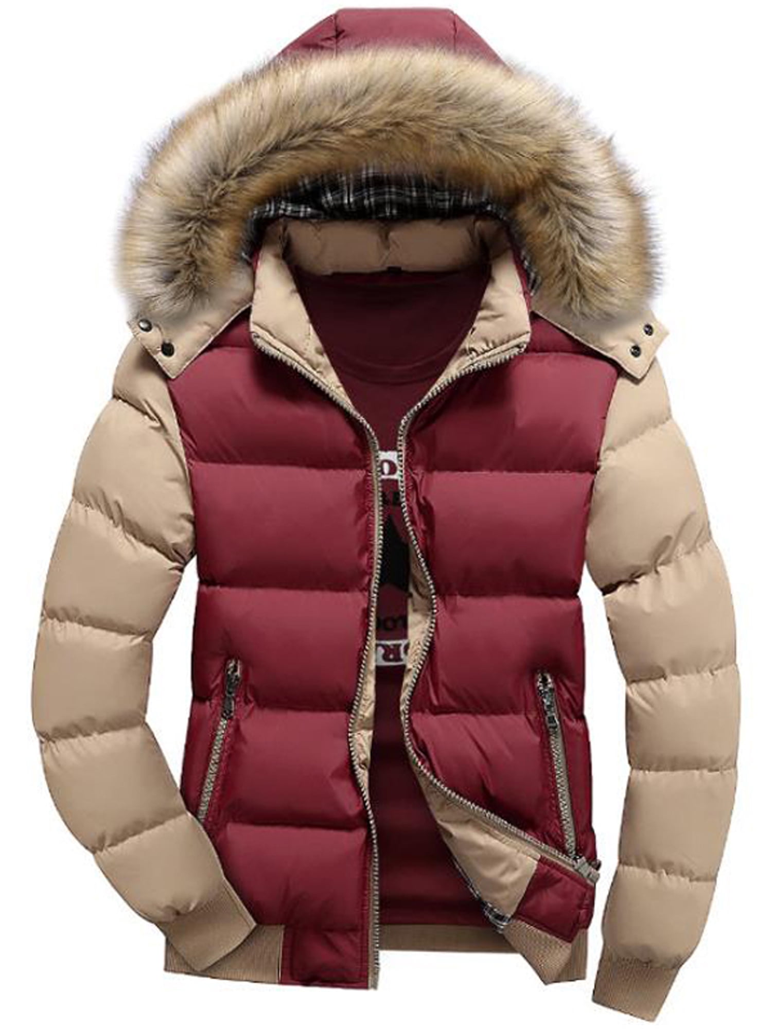 Winter Men Warm Quilted Down Coat Padded Bubble Puffer Jacket Ski Hooded Parka 