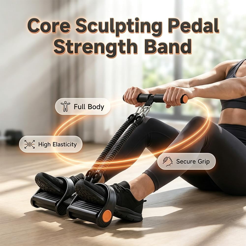 Pedal Resistance Band with Handle,2026 Upgrade Multifunction Pedal Resistance Band,Adjustable Stretch Exercise Bands for Full Body Workout Home Gym(Black 25-100 lb)