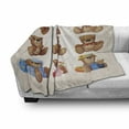 thumbnail image 3 of Cartoon Soft Flannel Fleece Throw Blanket, Happy Toy Teddy Bears with Funny Different Faces Nostalgic Kids Design, Cozy Plush for Indoor and Outdoor Use, 50" x 60", Chocolate Cream, by Ambesonne, 3 of 6