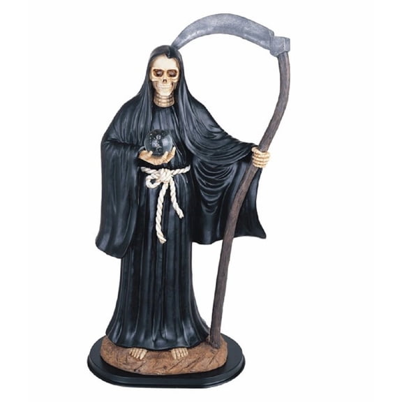 FC Design 24"H Black Santa Muerte Holding Scythe Statue Our Lady of the Holy Death Figurine Religious Decoration