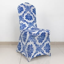 BalsaCircle Royal Blue Damask Spandex Banquet Chair Covers for Wedding Party Banquet Reception Events Decoration Kitchen Dining