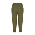 thumbnail image 5 of Hiking Capris for Women Slim Fit Low Rise Drawstring Cargo Capris Stretchy Lounge Capris with Button Pockets Army Green XL, 5 of 7