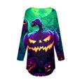 thumbnail image 5 of YVNAURA Fall Halloween Sweatshirts for Women Crewneck Long Sleeve Pullover Cute Pumpkin Bat Graphic Tops Oversized Loose Fit Vintage Spooky Season Shirts Holiday Party WearKhaki, 5 of 5