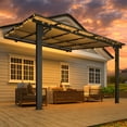thumbnail image 4 of AECOJOY 10' x 10' Wall-Mounted Hardtop Gazebo Outdoor Aluminum Pergola with Adjustable Height ​for Garden, Patio, Backyard-​Gray, 4 of 7