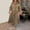 Khaki, variant on Women's Fall Maxi Dress Casual Long Sleeve Button Down Lapel V Neck Loose Summer Tiered Babydoll Shirt Dresses