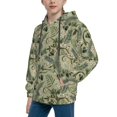thumbnail image 2 of Kdxio Tropical Plants Green Pattern Boys Athletic Unisex Boys Girls Hoodie with Pocket Sweatshirts-Small, 2 of 6