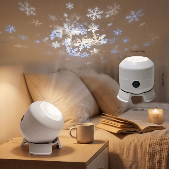 Magical Snowflake Night Light Projector, Rotatable LED Projection Lamp with Adjustable Tripod Base for Christmas Bedroom Party Holiday Home Decoration