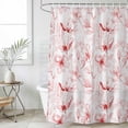 thumbnail image 6 of Pink Flower Shower Curtain Set - Standard 72" x 72" Washable Bathtub Curtain with 12 Hooks, Watercolor Floral Botanical Line Drawing Print Waterproof Fabric Stall Shower Curtains for Bathroom Décor, 6 of 6