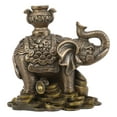 thumbnail image 6 of Feng Shui Auspicious Elephant With Trunk Up Standing On Gold Ingot Coins Statue, 6 of 9