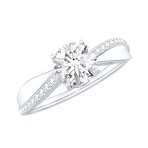 Rosec Jewels Lab Created Diamond Engagement Ring 1 Ct - Ef-Vs Quality - 6 mm Round Diamond Ring for Women, 14K White Gold, US 10.50