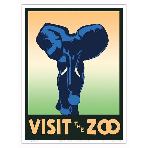 Visit the Zoo - Elephant - Vintage Travel Poster by Hugh Stevenson c.1936 - Master Art Print (Unframed) 9in x 12in