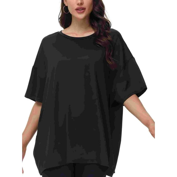 Women's Oversized T Shirts Summer Short Sleeve Loose Fit Casual Crewneck Plain Tops