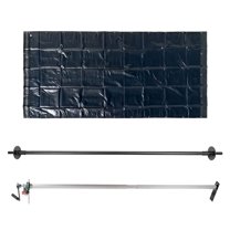 Dump Truck Tarp Kit 8' x 10' Asphalt Vinyl Tarp w/Double Pocket & Manual Cab Level Hand Crank Tarp Roller Kit and Rear Anti-SAIL TARP Retention Bow Set