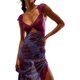 thumbnail image 3 of Women's Sleeveless Maxi Dress Backless Floral Print Bodycon Spaghetti Back Long Tulle Mesh Summer Outfit,Purple,M, 3 of 4