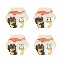 AUQ Cork Coasters,Modern Anti-Slip Feature Coasters for Drinks,Unique Craftsmanship and Durability Cup Coaster,Lucky Cat 6