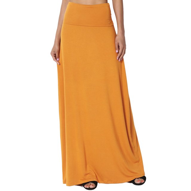 Jupe Longue Maxi Décontractée en Jersey Drapé pour Femmes Taille Pliable