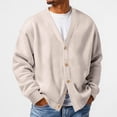 thumbnail image 3 of Havenx Cardigan Sweater for Men Waffle Knitted Button Sweaters V Neck Long Sleeve Textured Cardigans Classic Basic Relaxed Fit Loose Clothes,Beige XL, 3 of 6