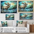 thumbnail image 4 of Designart "Serenity of Moose at Morning Lake" Animals Framed Wall Art - Modern Blue Moose Entryway Framed Wall Art Print, 4 of 6