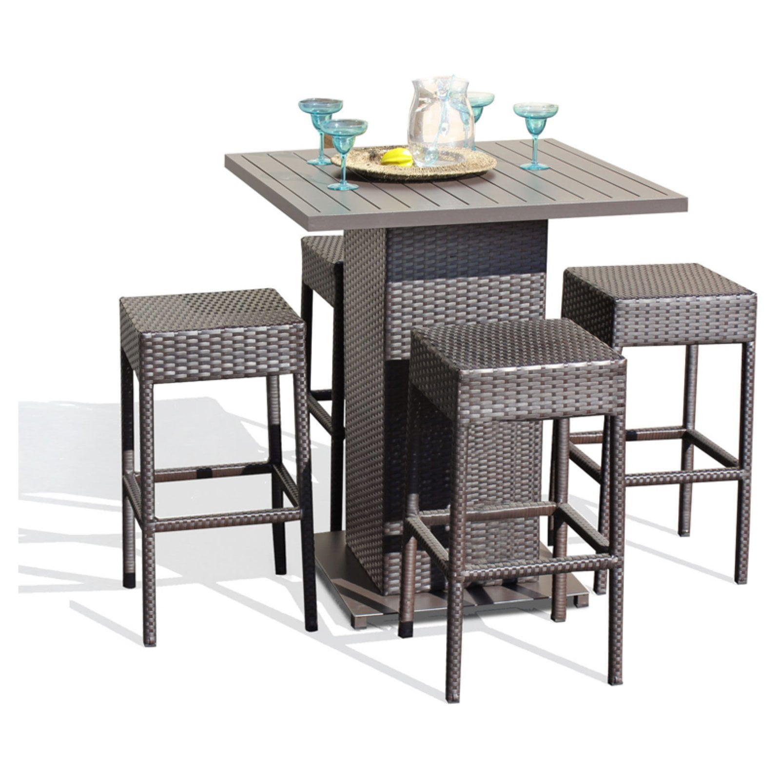 Tk Classics Napa Wicker 5 Piece Outdoor Pub Table Set Com