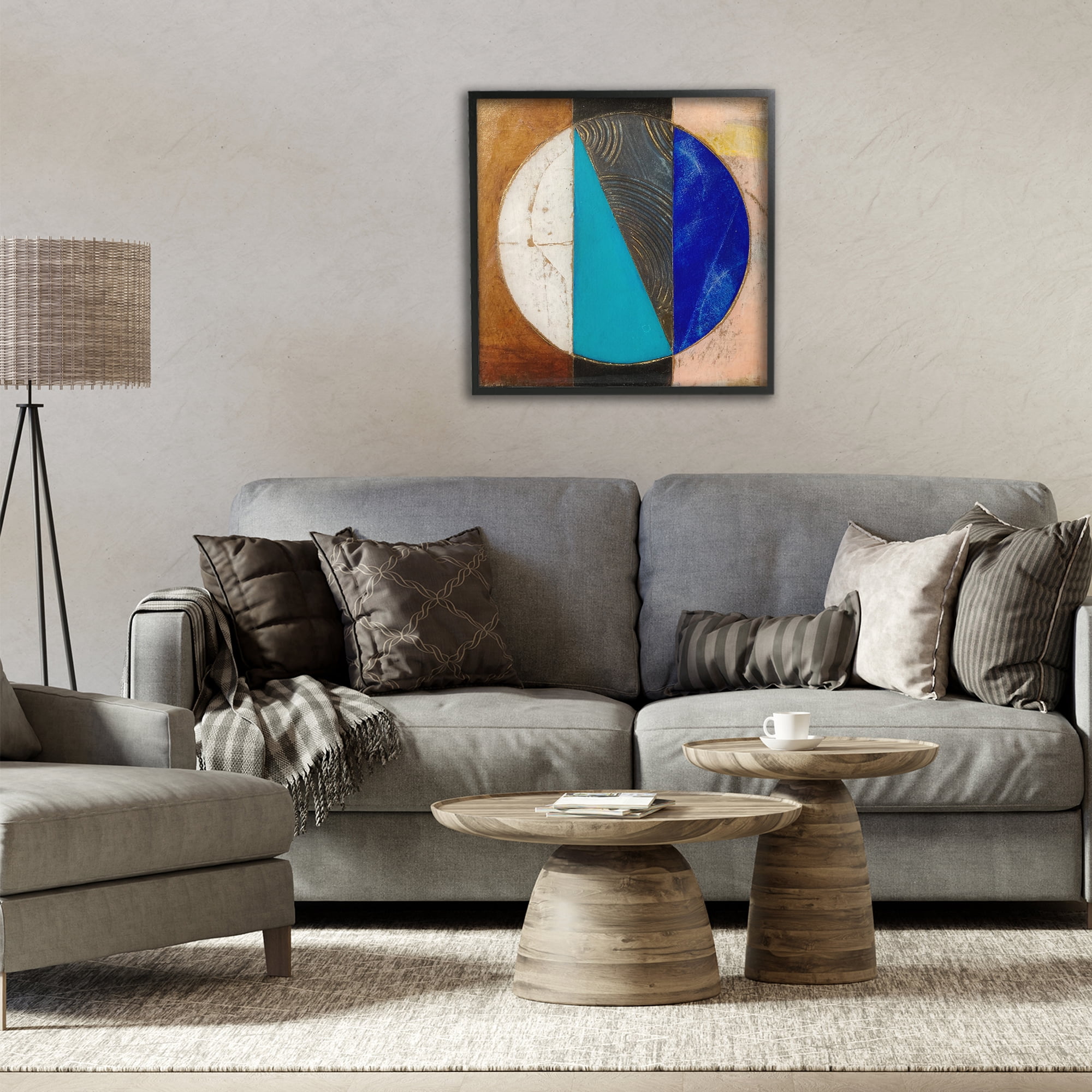 Stupell Industries Structured Circle Abstraction Black Framed Giclee Art, design by Matthew Finger