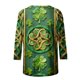 thumbnail image 5 of Xuyuer St. Patrick's Day 3/4 Sleeve Blouse - Ladies' 3/4 Sleeve Printed Round Neck Top for Irish Dance Festivals, Celtic-Themed Celebrations, Folk Style Festival Wear & Clover Embellished Apparel, 5 of 5