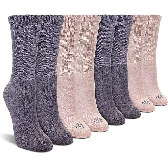 Doctor's Choice Diabetic Full Cushion Crew Women's Socks, Medium, Women's Shoe Size 6-10, 4 Pack