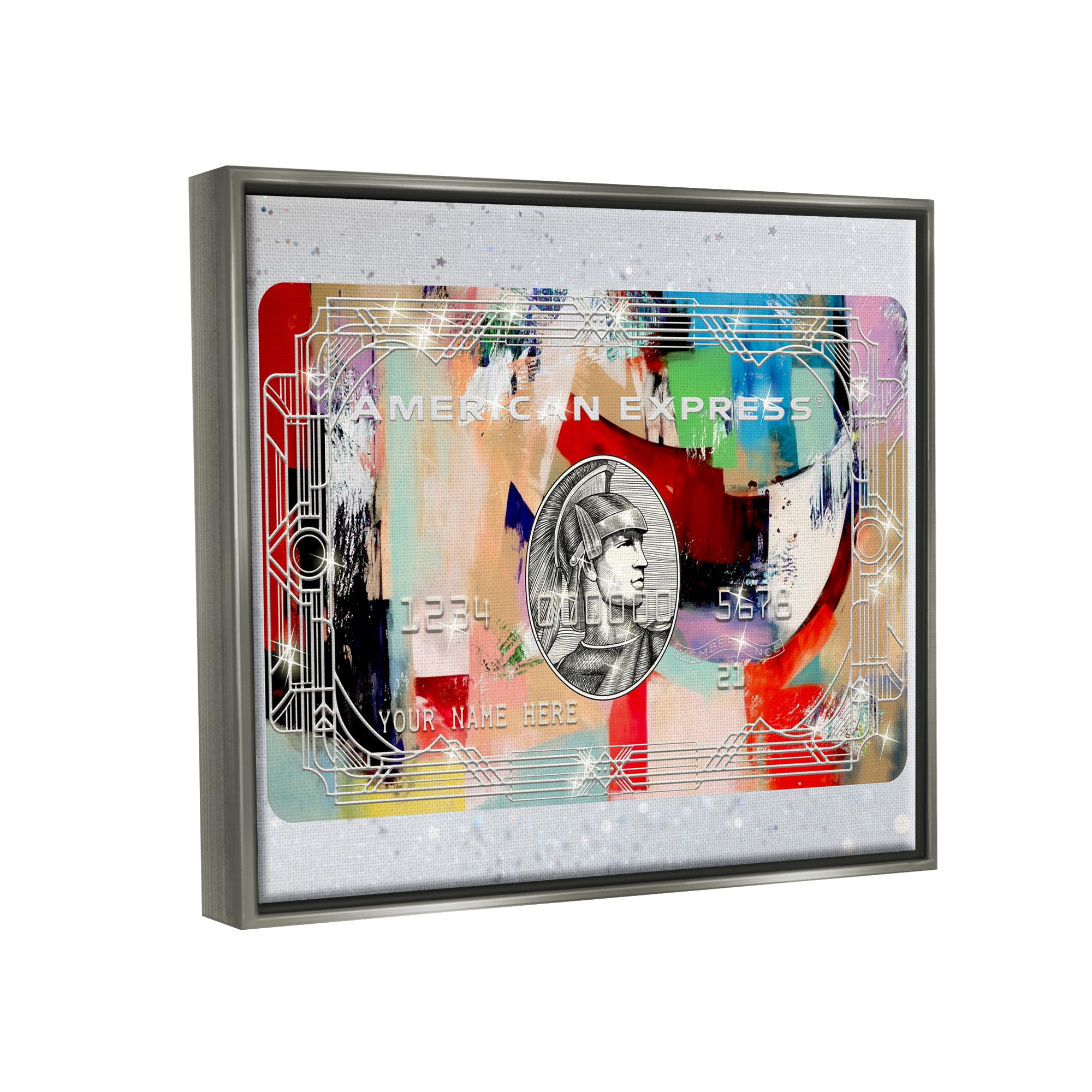 Stupell Industries Glam Credit Card Abstract Painting Gray Floater Framed Art Print Wall Art, 21 x 17
