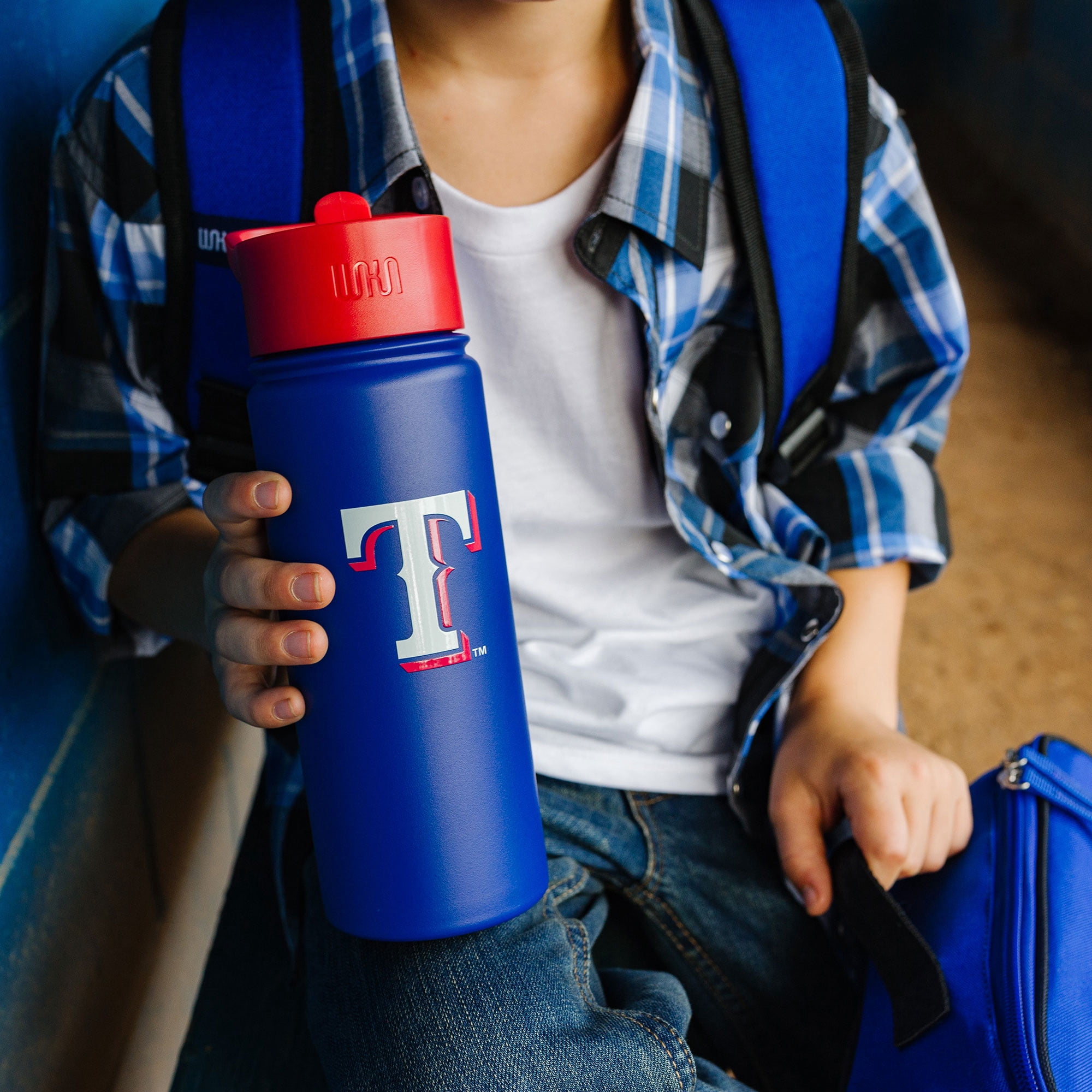 Texas Rangers™ MLB 18 oz Insulated Steel Water Bottle with Flip-Up Straw Lid